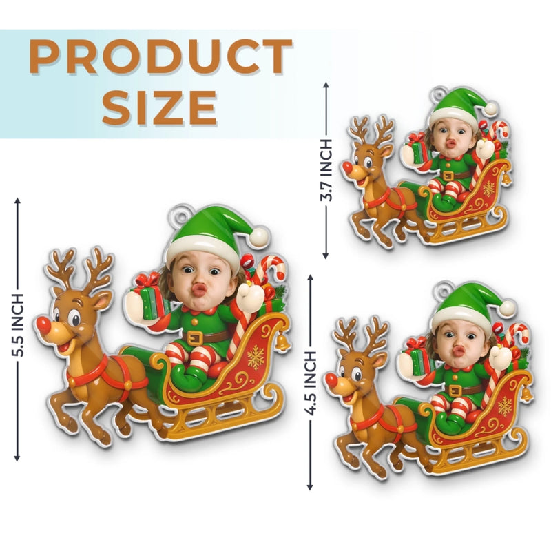 Custom Photo Acrylic Ornament - Personalized Christmas Birthday Gifts For Kids - Sleigh Bells Fun