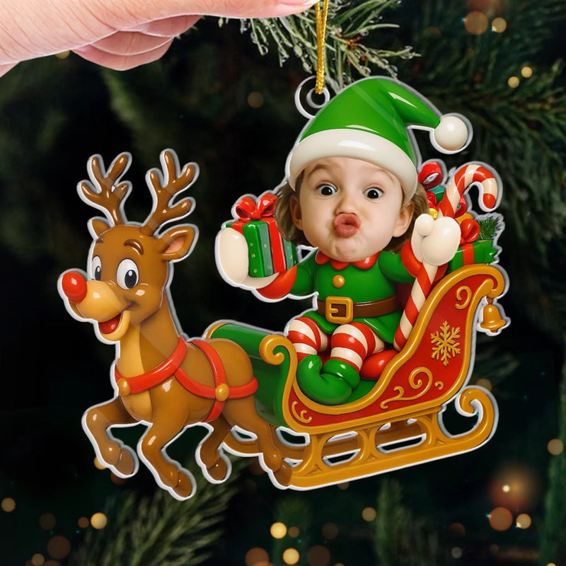 Custom Photo Acrylic Ornament - Personalized Christmas Birthday Gifts For Kids - Sleigh Bells Fun