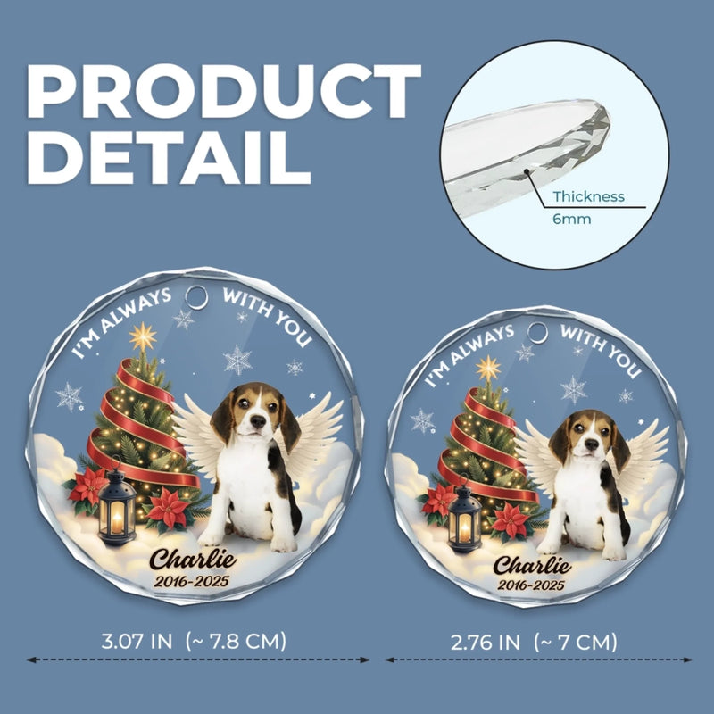 Custom Photo Circle Glass Ornament - Personalized Pet Christmas Memorial Sympathy Gifts For Dogs, Cats - Forever By My Side