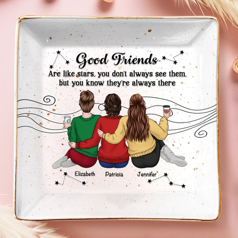 Custom Full-Print Jewelry Dish - Personalized Best Friend Birthday Gifts For Women, Besties, Sisters, BFF  - Good Friends Are Forever