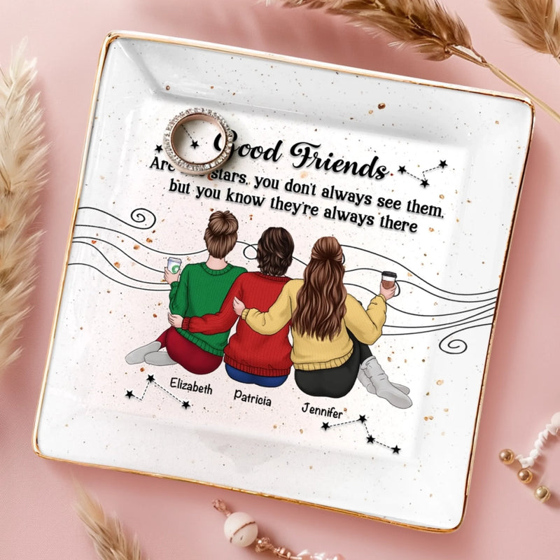 Custom Full-Print Jewelry Dish - Personalized Best Friend Birthday Gifts For Women, Besties, Sisters, BFF  - Good Friends Are Forever