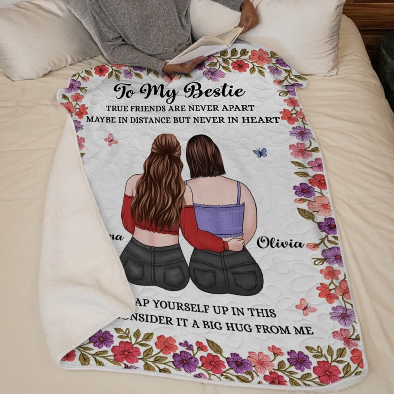 Custom Blanket - Personalized Best Friend Birthday Gifts For Women, Besties, Sisters, BFF - True Friends, Always Near