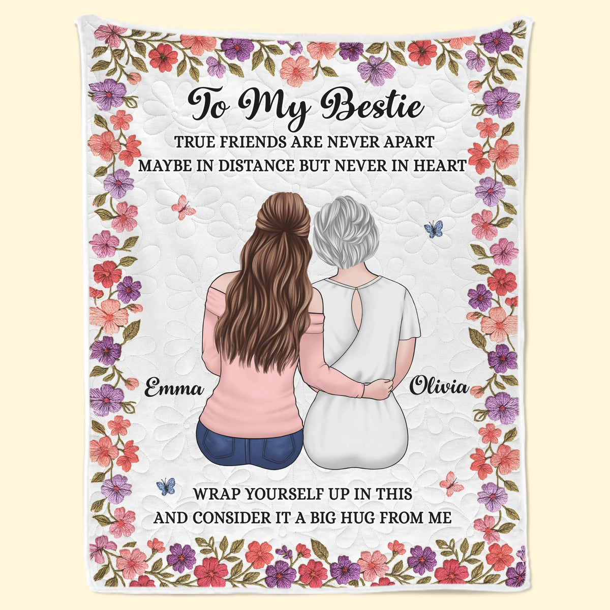 Custom Blanket - Personalized Best Friend Birthday Gifts For Women, Besties, Sisters, BFF - True Friends, Always Near