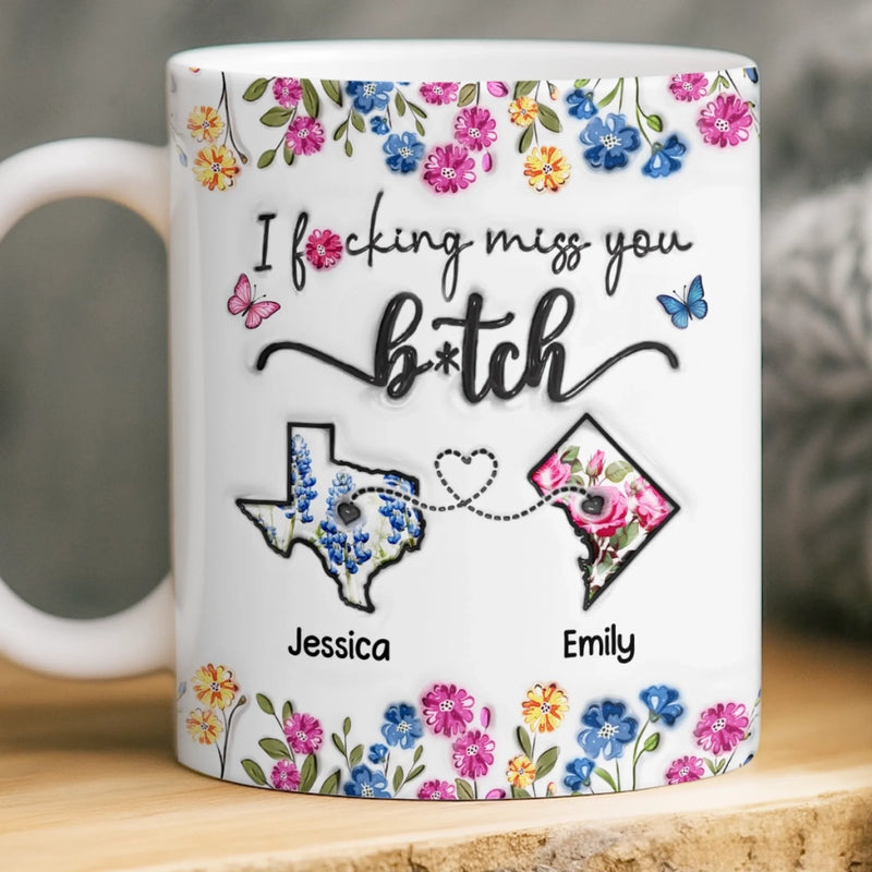 Custom Long Distance Mug - Personalized Best Friend Birthday Gifts For Women, Besties, Sisters, BFF - Distance Means Nothing Between Friends