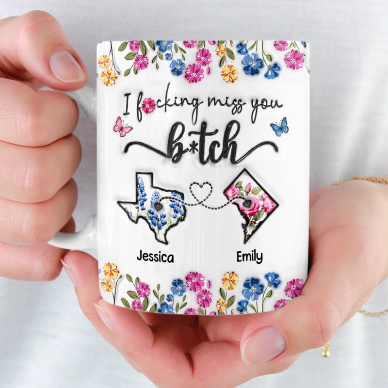 Custom Long Distance Mug - Personalized Best Friend Birthday Gifts For Women, Besties, Sisters, BFF - Distance Means Nothing Between Friends