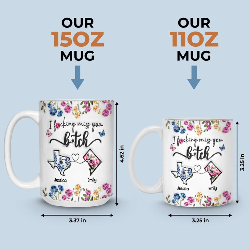 Custom Long Distance Mug - Personalized Best Friend Birthday Gifts For Women, Besties, Sisters, BFF - Distance Means Nothing Between Friends