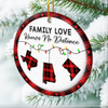 Custom Long Distance Ceramic Ornament - Personalized Christmas Birthday Gifts For Mom, Dad, Kids - Family Love Travels Any Distance