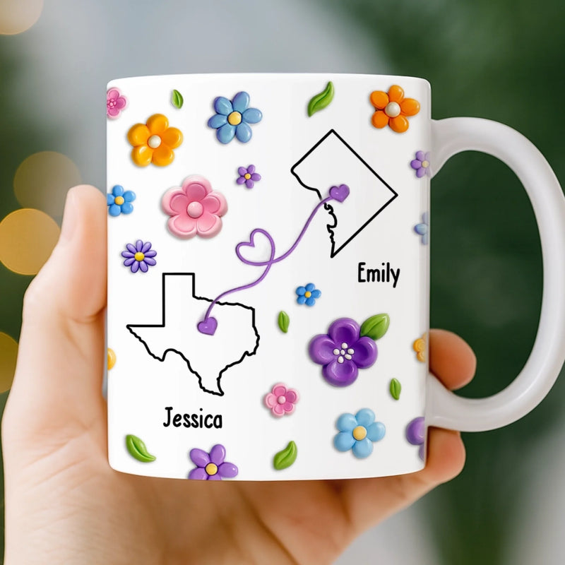 Custom Mug - Personalized Best Friend Birthday Gifts For Women, Besties, Sisters, BFF - No Miles Can Break Our Bond