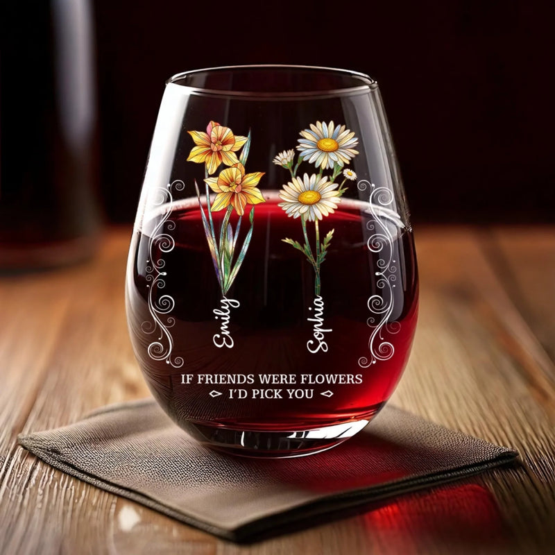 Custom Wine Glass - Personalized Best Friend Birthday Gifts For Women, Besties, Sisters, BFF - Friendship Knows No Distance