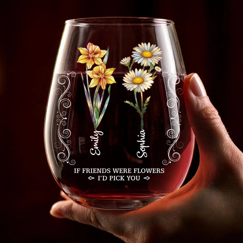 Custom Wine Glass - Personalized Best Friend Birthday Gifts For Women, Besties, Sisters, BFF - Friendship Knows No Distance