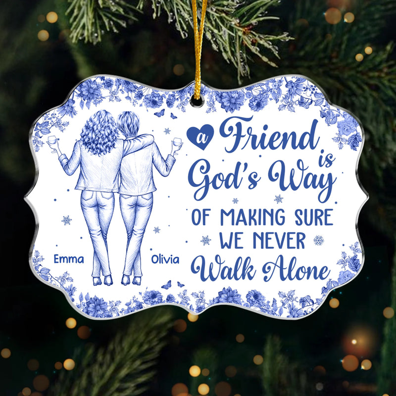 Custom Acrylic Ornament - Personalized Christmas Best Friend Birthday Gifts For Women, Besties, Sisters, BFF - Growing Old Side By Side