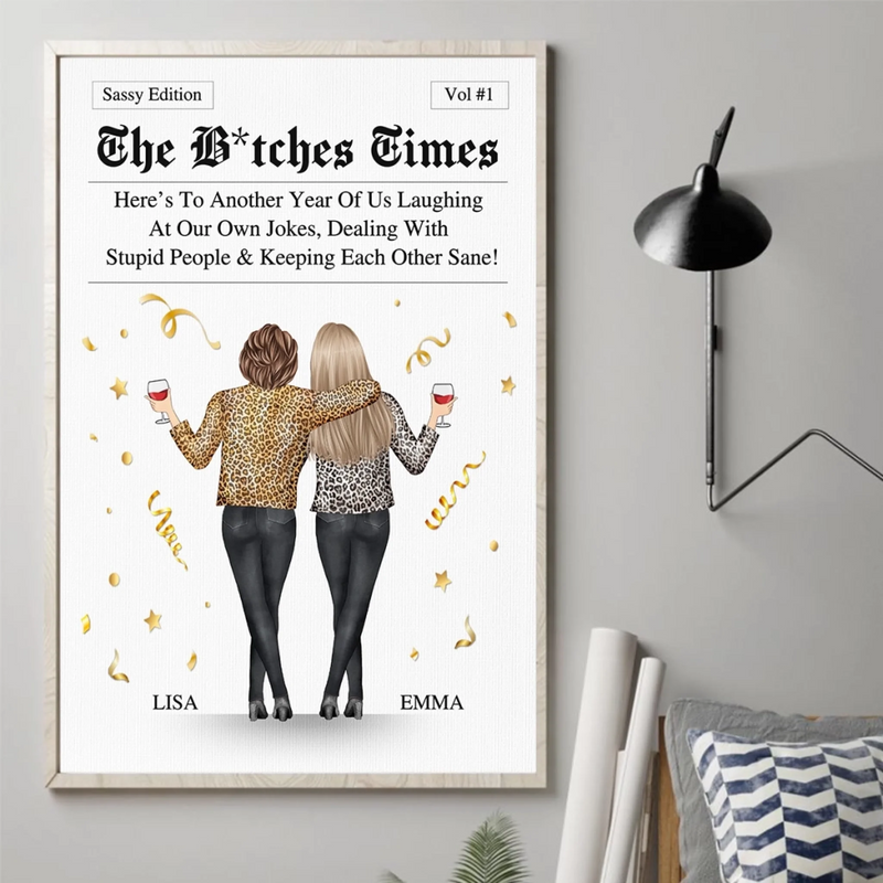 Custom Vertical Poster - Personalized Best Friend Birthday Gifts For Women, Besties, Sisters, BFF - The Besties Times
