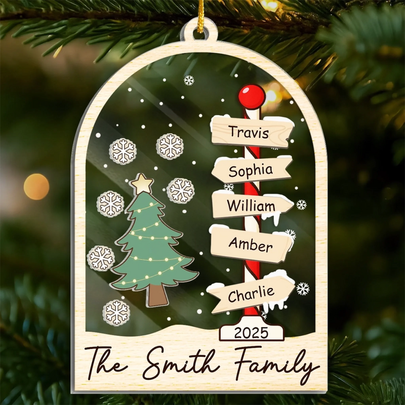 Custom 3 Layers Shaker Ornament - Personalized Christmas Birthday Gifts For Mom, Dad, Kids - Our Family Tree Shines Bright