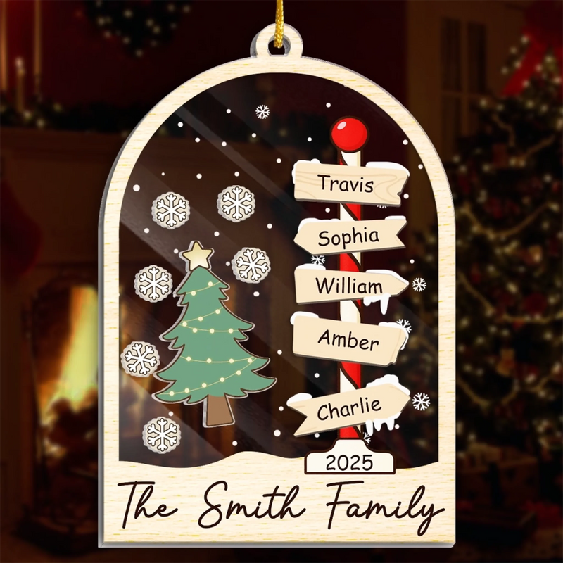 Custom 3 Layers Shaker Ornament - Personalized Christmas Birthday Gifts For Mom, Dad, Kids - Our Family Tree Shines Bright