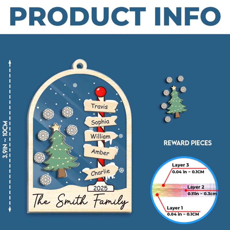 Custom 3 Layers Shaker Ornament - Personalized Christmas Birthday Gifts For Mom, Dad, Kids - Our Family Tree Shines Bright