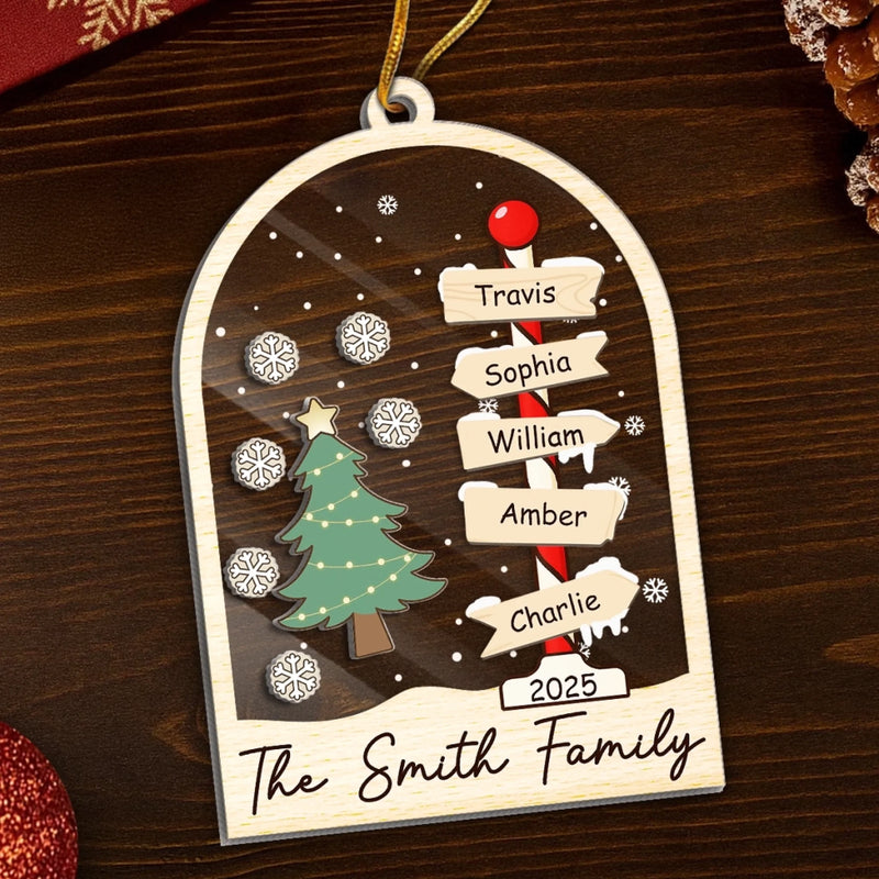 Custom 3 Layers Shaker Ornament - Personalized Christmas Birthday Gifts For Mom, Dad, Kids - Our Family Tree Shines Bright