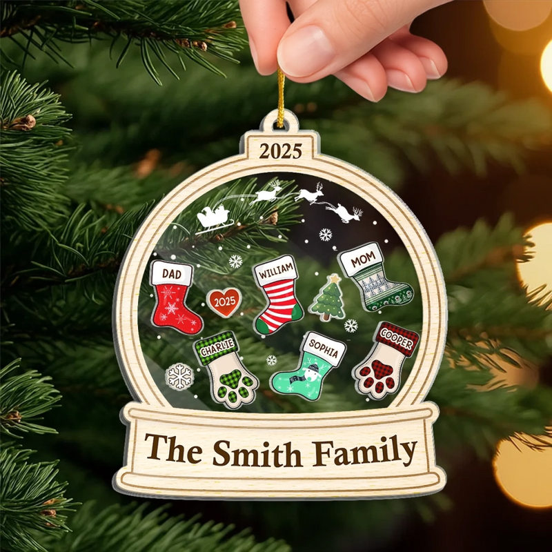 Custom 3 Layers Shaker Ornament - Personalized Christmas Birthday Gifts For Mom, Dad, Kids - All Stockings Hung With Love
