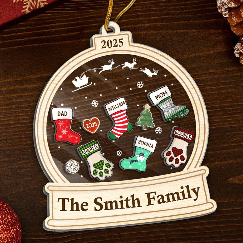 Custom 3 Layers Shaker Ornament - Personalized Christmas Birthday Gifts For Mom, Dad, Kids - All Stockings Hung With Love