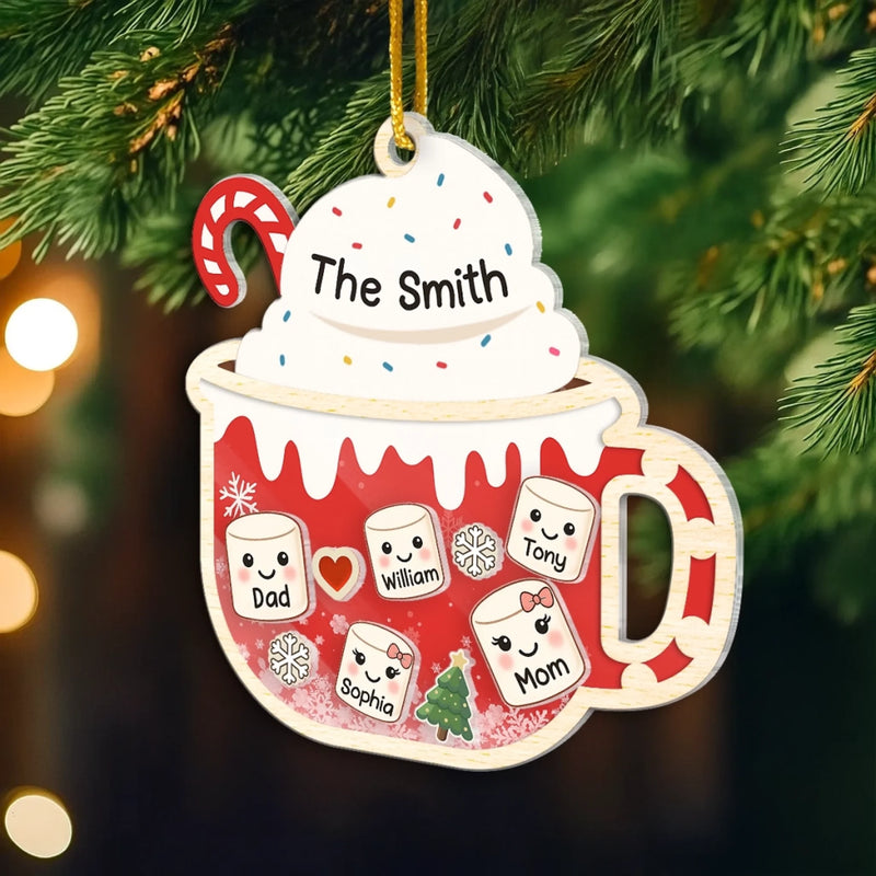 Custom 3 Layers Shaker Ornament - Personalized Christmas Birthday Gifts For Mom, Dad, Kids - Little Marshmallows, Big Love
