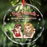 Custom Circle Glass Ornament - Personalized Best Friend Birthday Gifts For Women, Besties, Sisters, BFF - Forever Better Together