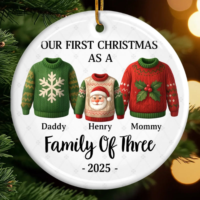 Custom Ceramic Ornament - Personalized Christmas Birthday Gifts For Mom, Dad, Kids - Our First Christmas Together