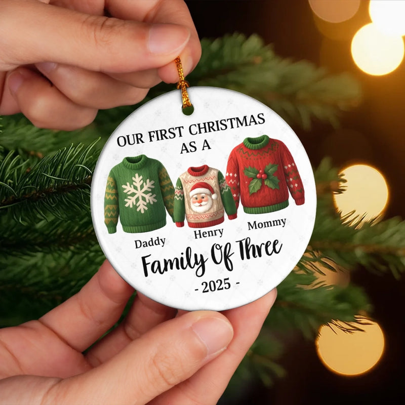 Custom Ceramic Ornament - Personalized Christmas Birthday Gifts For Mom, Dad, Kids - Our First Christmas Together