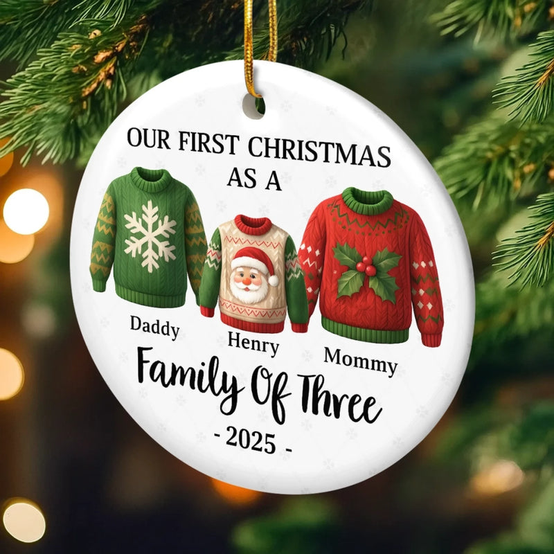 Custom Ceramic Ornament - Personalized Christmas Birthday Gifts For Mom, Dad, Kids - Our First Christmas Together