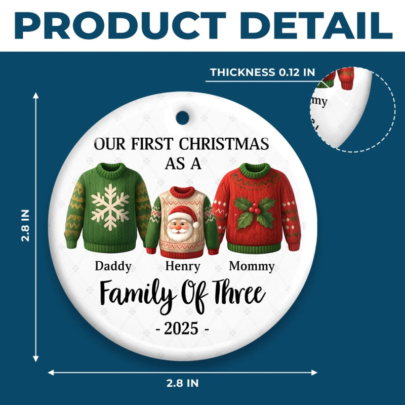 Custom Ceramic Ornament - Personalized Christmas Birthday Gifts For Mom, Dad, Kids - Our First Christmas Together
