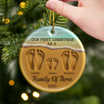 Custom Ceramic Ornament - Personalized Christmas Birthday Gifts For Mom, Dad, Kids - Our Christmas Journey Begins
