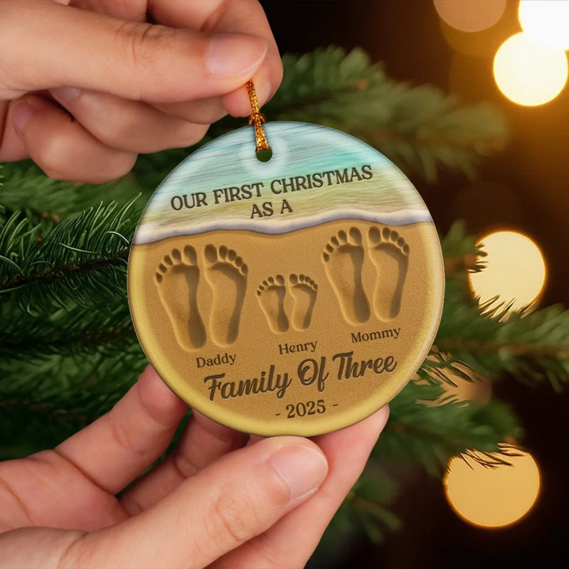 Custom Ceramic Ornament - Personalized Christmas Birthday Gifts For Mom, Dad, Kids - Our Christmas Journey Begins
