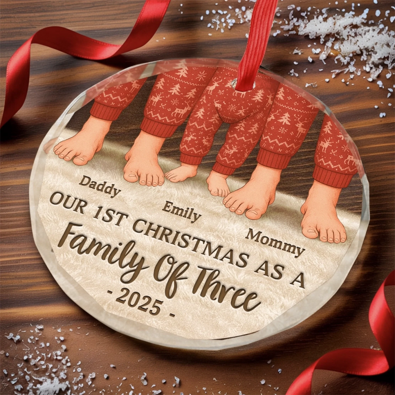 Custom Circle Glass Ornament - Personalized Christmas Birthday Gifts For Mom, Dad, Kids - Together We Shine