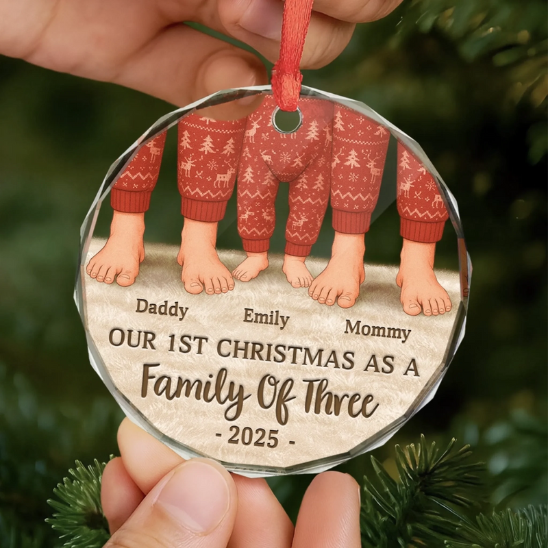 Custom Circle Glass Ornament - Personalized Christmas Birthday Gifts For Mom, Dad, Kids - Together We Shine