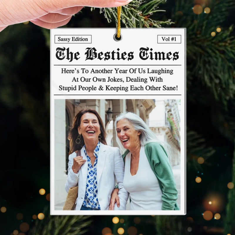 Custom Photo Acrylic Ornament - Personalized Christmas Best Friend Birthday Gifts For Women, Besties, Sisters, BFF - World’s Okayest Adults