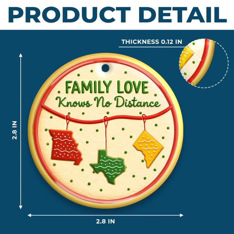 Custom Long Distance Ceramic Ornament - Personalized Christmas Birthday Gifts For Mom, Dad, Kids - No Matter The Map, Love Connects Us