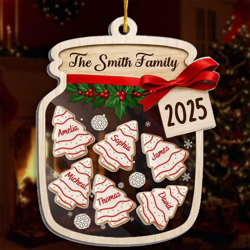 Custom 3 Layers Shaker Ornament - Personalized Christmas Birthday Gifts For Mom, Dad, Kids - A Jar Full Of Love And Family