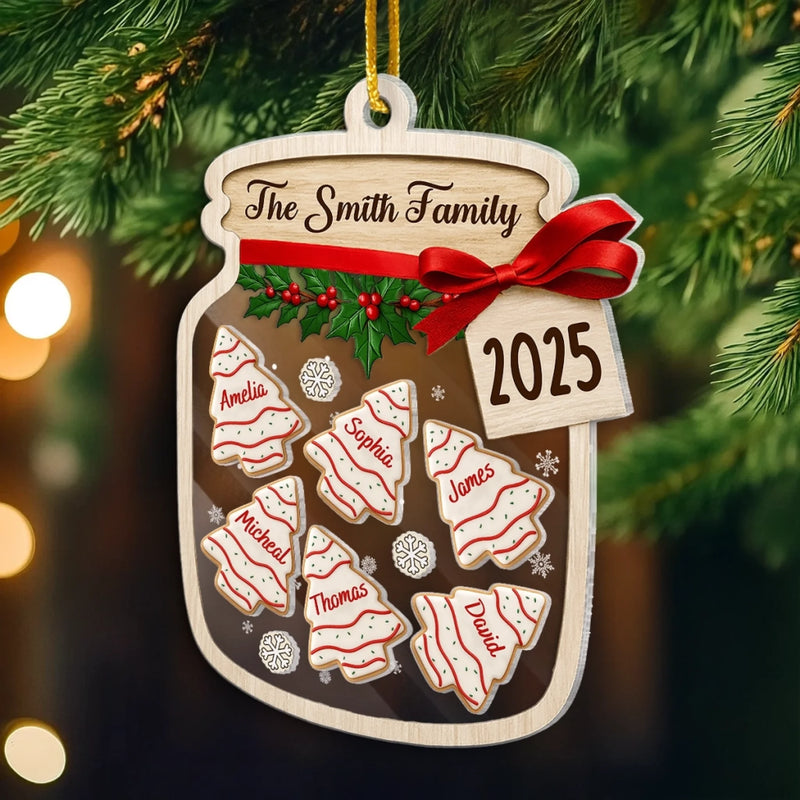 Custom 3 Layers Shaker Ornament - Personalized Christmas Birthday Gifts For Mom, Dad, Kids - A Jar Full Of Love And Family