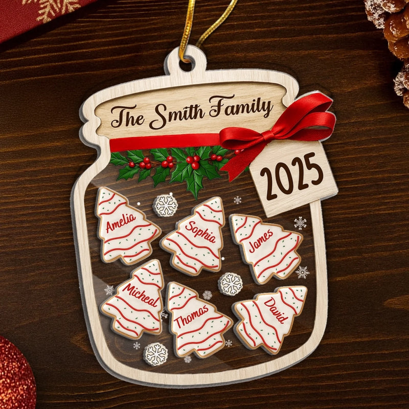 Custom 3 Layers Shaker Ornament - Personalized Christmas Birthday Gifts For Mom, Dad, Kids - A Jar Full Of Love And Family
