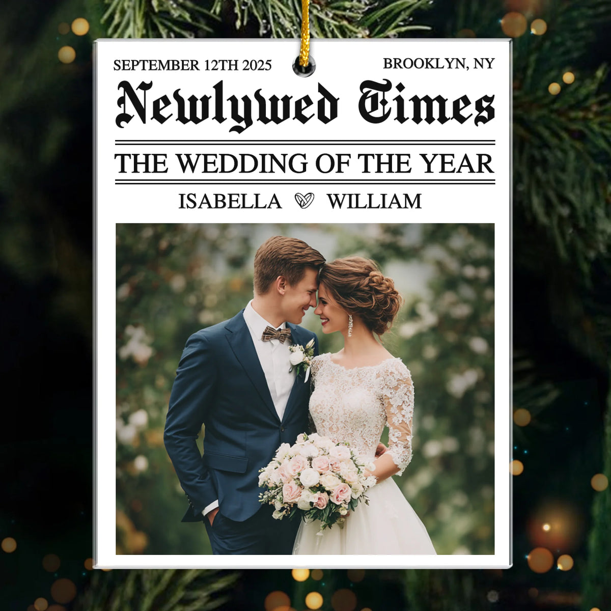 Custom Photo Acrylic Ornament - Personalized Anniversary Christmas Wedding Gifts For Husband And Wife, Him And Her - Happily Ever After