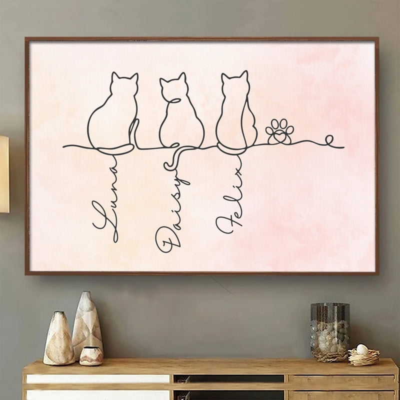 Custom Horizontal Poster - Personalized Pet Memorial Sympathy Gifts For Cats - Always With Us In Spirit