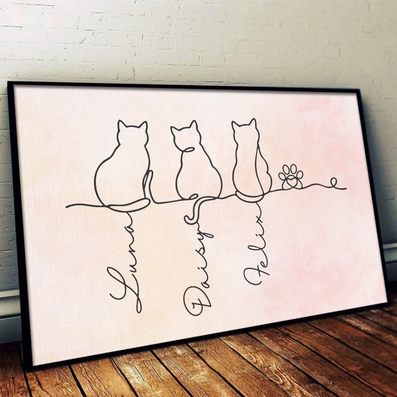 Custom Horizontal Poster - Personalized Pet Memorial Sympathy Gifts For Cats - Always With Us In Spirit