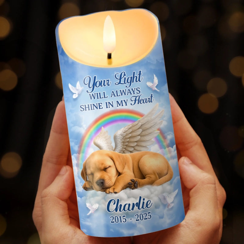 Custom Photo LED Candle - Personalized Pet Memorial Sympathy Gifts For Dogs, Cats - Your Light Will Always Shine In My Heart