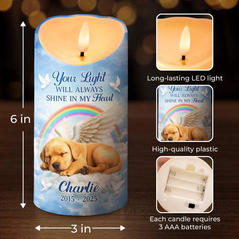 Custom Photo LED Candle - Personalized Pet Memorial Sympathy Gifts For Dogs, Cats - Your Light Will Always Shine In My Heart