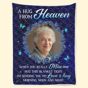 Custom Photo Blanket - Personalized Christmas Memorial Sympathy Gifts For Loss Of Mom, Dad - Love Never Ends, Only Grows Stronger