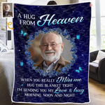 Custom Photo Blanket - Personalized Christmas Memorial Sympathy Gifts For Loss Of Mom, Dad - Love Never Ends, Only Grows Stronger