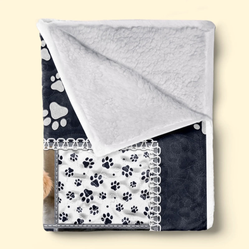 Custom Photo Blanket - Personalized Pet Christmas Memorial Sympathy Gifts For Dogs, Cats - Your Paw Prints Are Etched In My Heart