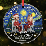 Custom Circle Glass Ornament - Personalized Anniversary Christmas Wedding Gifts For Husband And Wife, Him And Her - Annoying You Forever