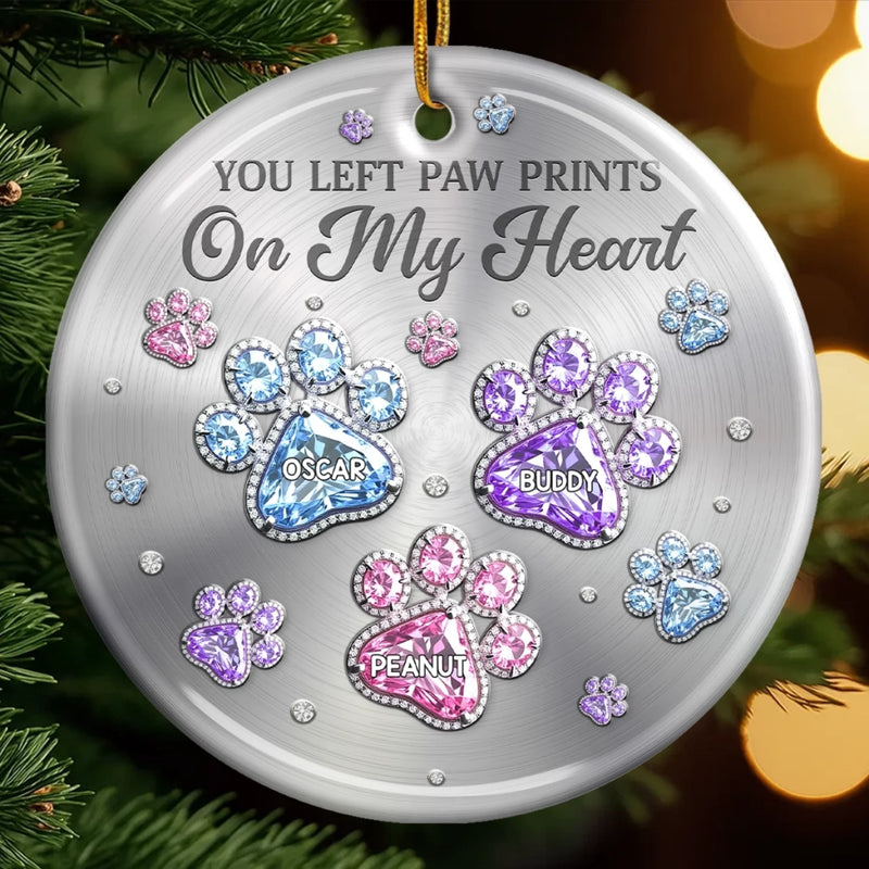 Custom Ceramic Ornament - Personalized Pet Christmas Memorial Sympathy Gifts For Dogs, Cats - Paws Of Love