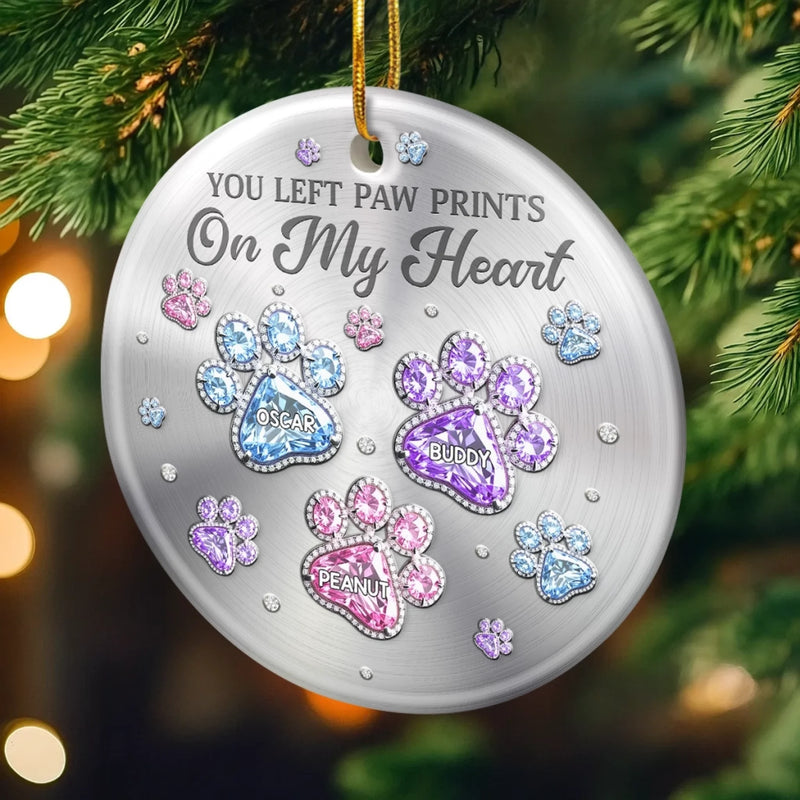 Custom Ceramic Ornament - Personalized Pet Christmas Memorial Sympathy Gifts For Dogs, Cats - Paws Of Love