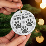 Custom Ceramic Ornament - Personalized Pet Christmas Memorial Sympathy Gifts For Dogs, Cats - Love Leaves Paw Prints