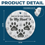 Custom Ceramic Ornament - Personalized Pet Christmas Memorial Sympathy Gifts For Dogs, Cats - Love Leaves Paw Prints